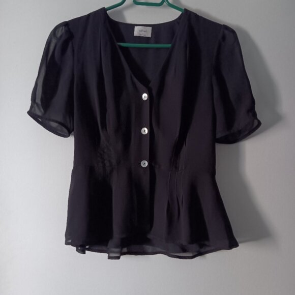 WILFRED Black Button Front Chiffon Blouse 2 - Picture 4 of 9